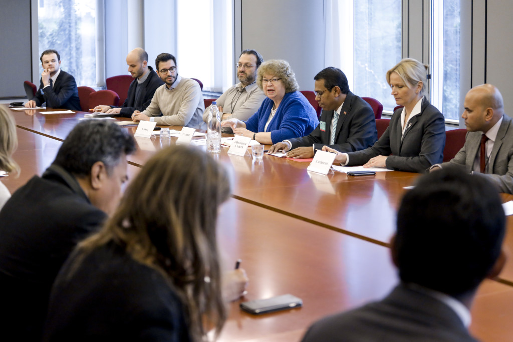 Jean hosting a climate action meeting in the European Parliament with H.E. Ahmed Sareer, Chair of the Alliance of Small Island States (AOSIS)