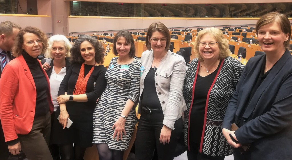 Jean with representatives of The3Million and British in Europe at the European Parliament's public hearing on citizens' rights