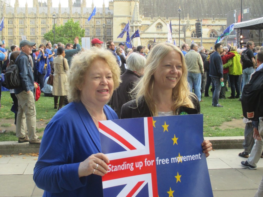 Jean with London Green GLA member Sian Berry at the People's March for Europe